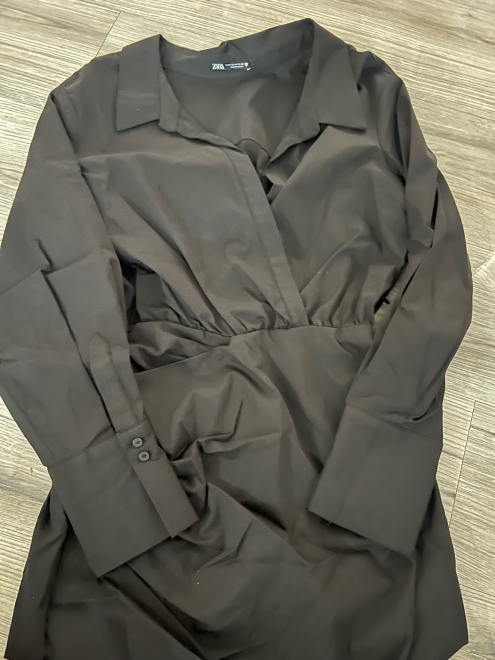 Zara Black Long Sleeve Wrap Dress